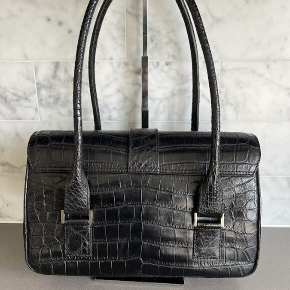 $7.5K LAMBERTSON TRUEX BLACK CROCODILE PURSE BAG *TIFFANY & CO* - Picture 3 of 12